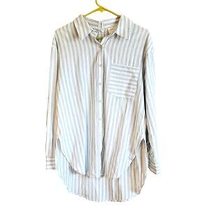 Allie Rose striped linen blend oversized tunic shirt size small